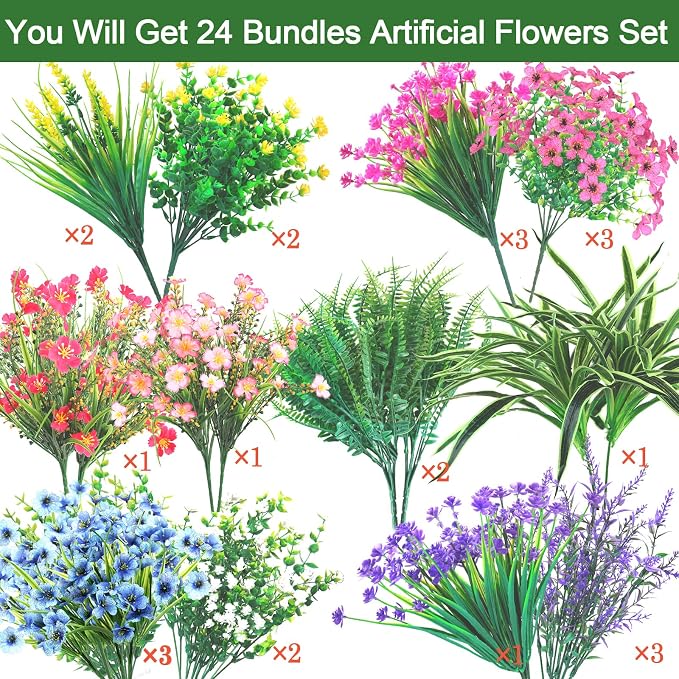 LELEE 24 Bundles Artificial Flowers - Image 3