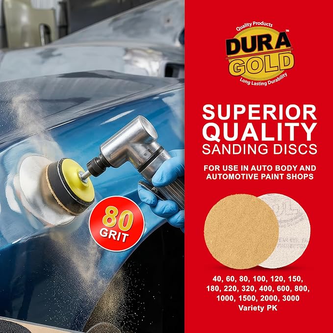 Dura-Gold - Premium - 80 Grit 3" Gold Hook & Loop Sanding Discs - Image 5