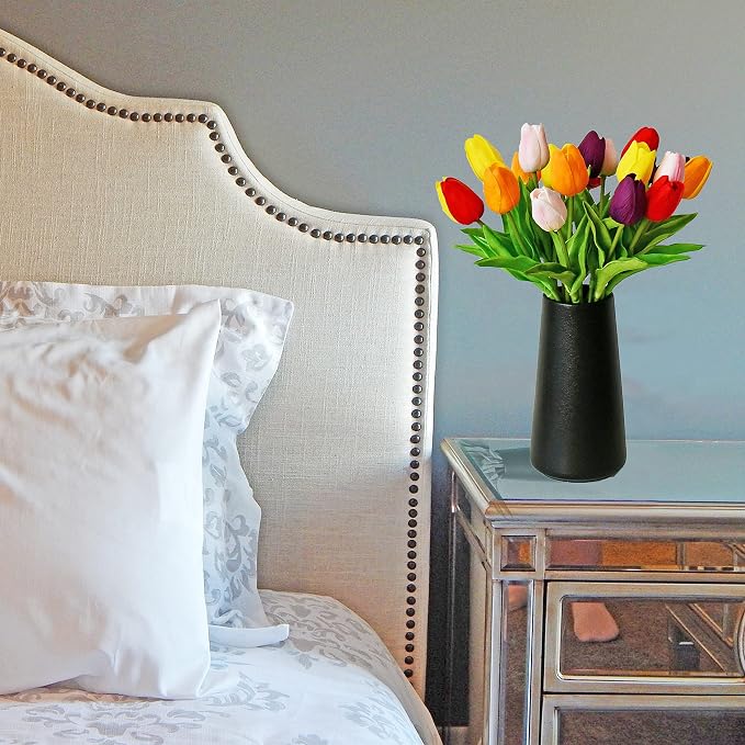 Mandy's 28pcs Artificial Multicolor Tulips | 13.5 Inch Lifelike PU Tulips Faux - Image 4