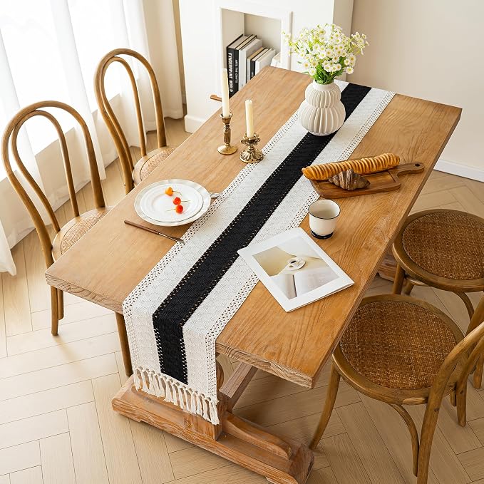 Farmhouse Table Runner for Home Decor 12x60 Black Fall Home Decor | 60Inches - Image 6