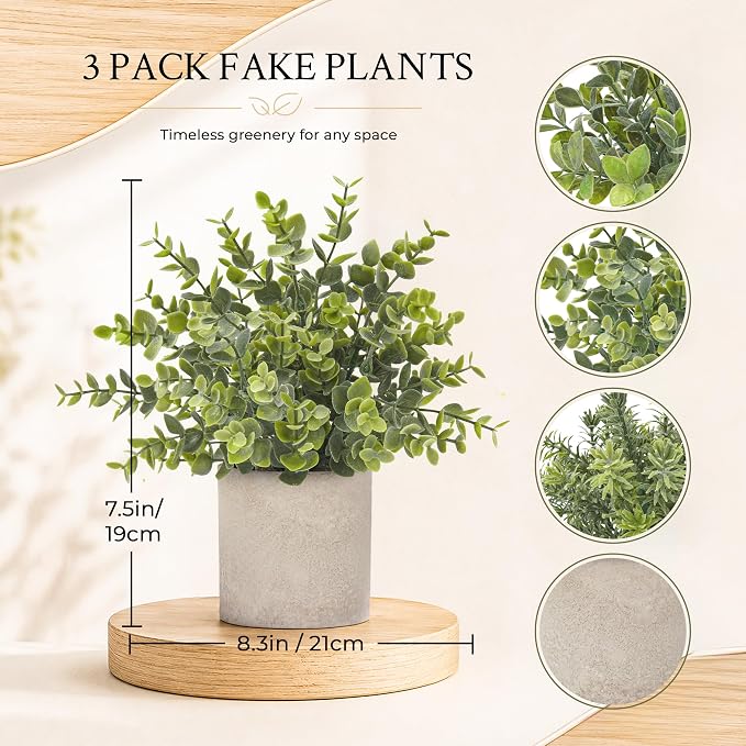Der Rose 3 Pack Fake Plants Artificial Plants - Image 2