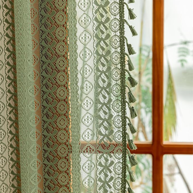 Sutuo Home Boho Lace Sheer Curtains 2 Panels - Image 9