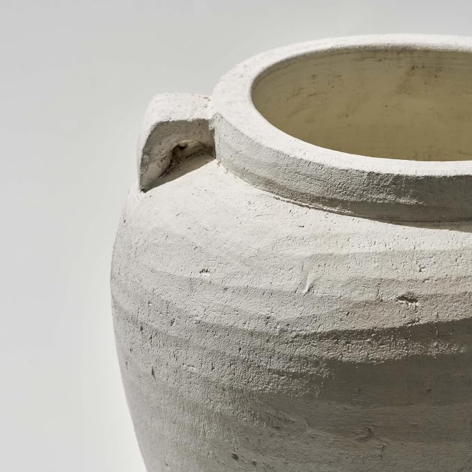 LB2 White Ceramic Large Vase, 11.2" Tall Zen Style vase, Terra Cotta Pitcher - Image 7
