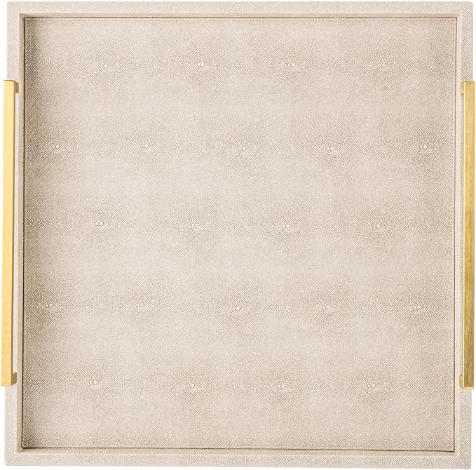 Large Ottoman Tray for Coffee Table, Square Shagreen Leather Decorative Tray - Image 9