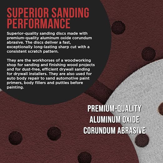 ProductionShop 5" Red 8-Hole Pattern Sanding Discs, 160 Disc Variety Pack - Image 4