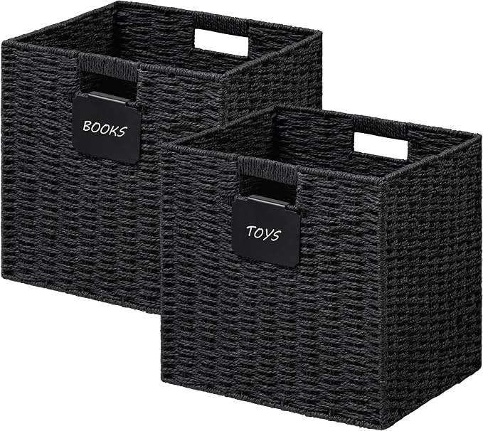 UBBCARE 2 Pack Wicker Basket, 10.5×10.5 Storage Cubes by UBBCARE