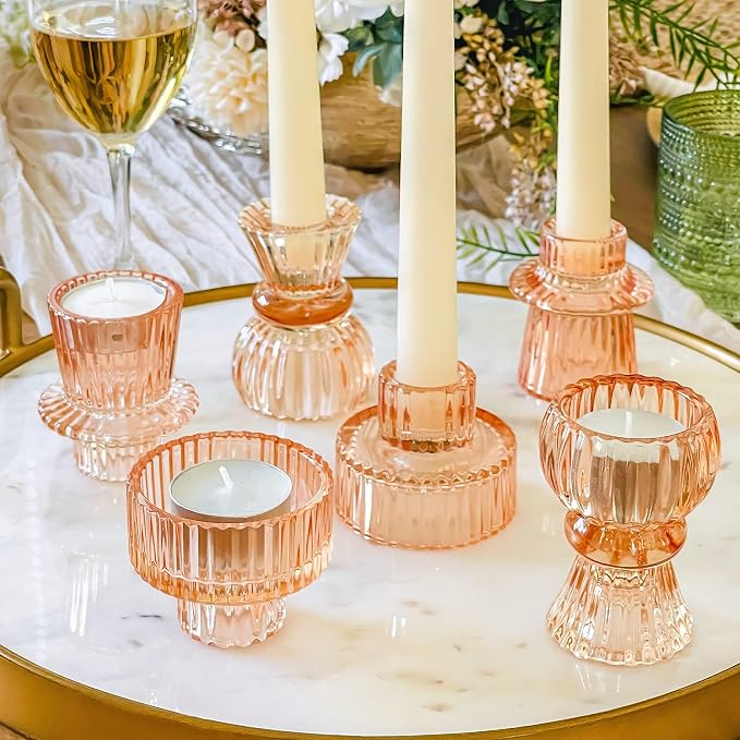 Kate Aspen Glass Taper Candle Holder Set of 6 by KateAspen
