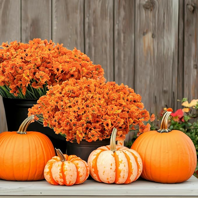 ColoPlay Artificial Mums for Outdoors, 72 Bundles Fake Flowers Fall Decor | - Image 3