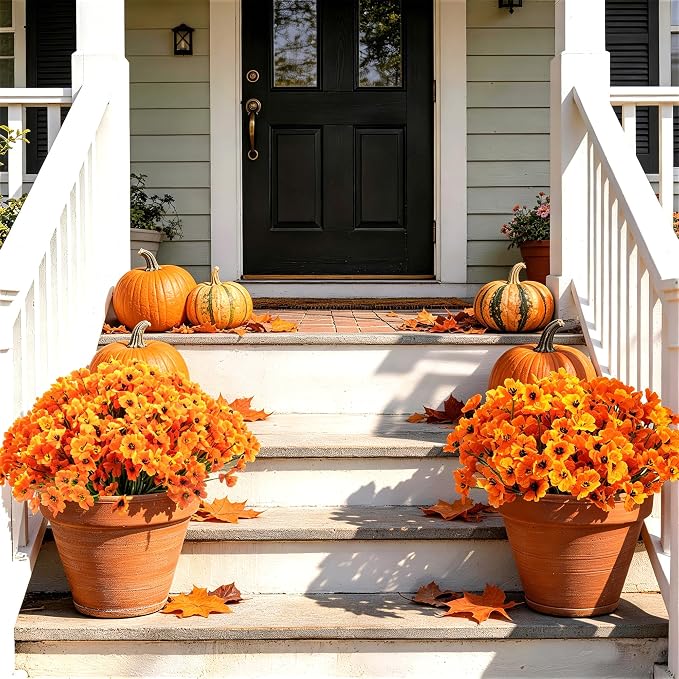 ColoPlay Artificial Mums for Outdoors, 24 Bundles Fake Flowers Fall Decor | - Image 7