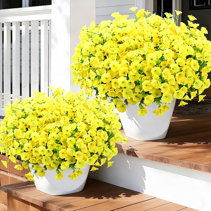 24 Bundles Artificial Flowers for Outdoors Faux Plants Outdoor, UV Resistant by Waipfaru