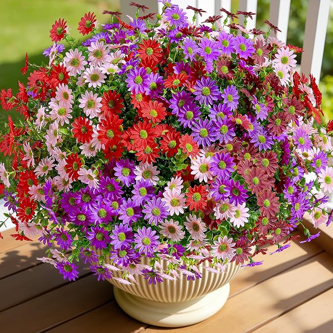 Alupssuc 40 Bundles Artificial Daisies Flowers Fake Silk Plant - Image 7