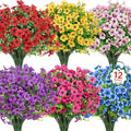 12 Pcs Artificial Flowers for Outdoors Decorations, UV resistant, faux plastic by OuddyDecor