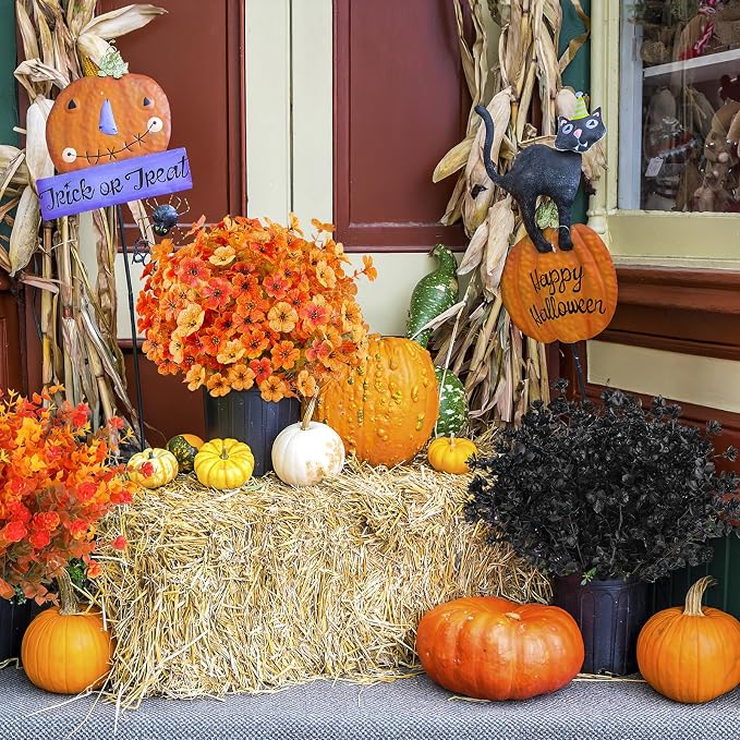 AGIRL Artificial Fall Flowers Fake Mums Outdoor, Faux Plant Porch Decor Home | - Image 4