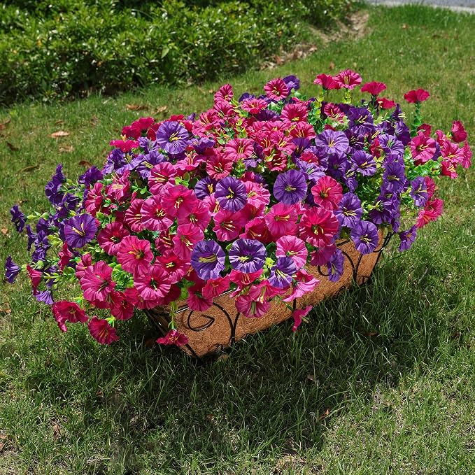 Artificial Flowers for Outdoors Fake Plants Outside Decoration, 12 Bundles Silk - Image 4