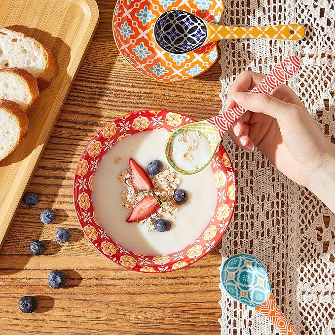 Metahom Ceramic Cereal Bowls Set of 6, Colorful Soup Bowls 23 Oz | Kitchen Bowl - Image 7
