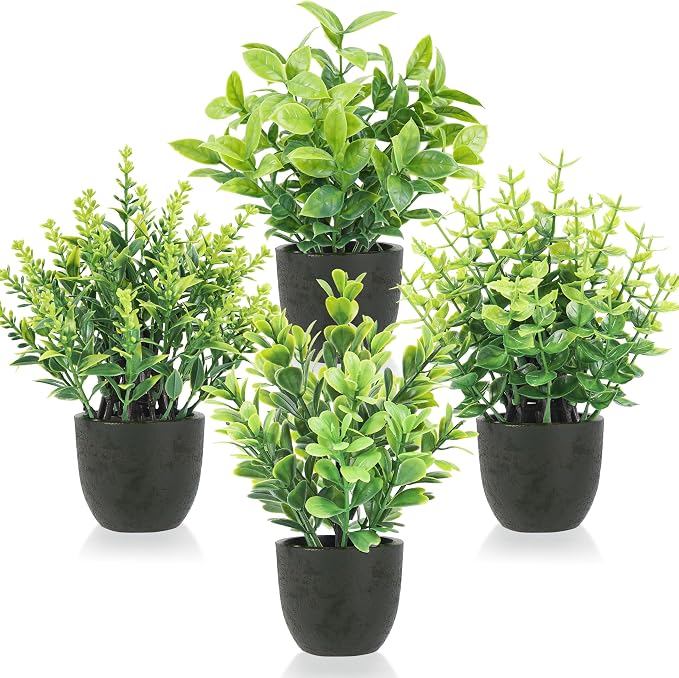 Der Rose 4 Pack Mini Faux Plants Fake Plants by DerRose