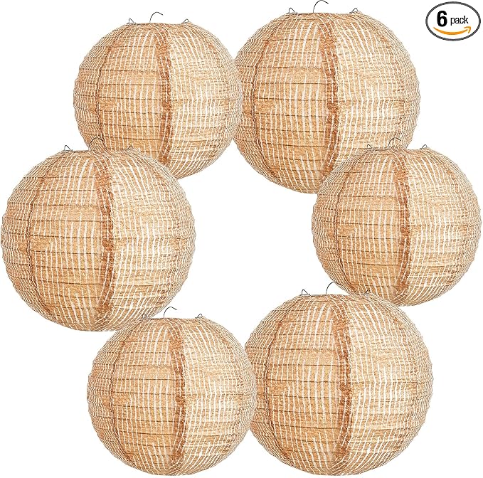 6 Pcs Print Burlap Paper Lanterns Classroom Decor, 8/10 Inch | Boho Hanging by Hortsun