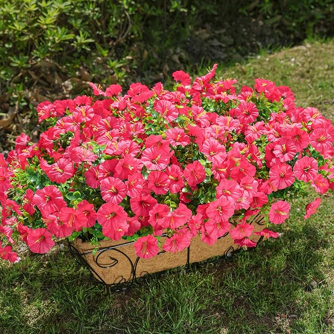 Artificial Flowers for Outdoors Fake Plants Outside Decoration, 12 Bundles Silk - Image 3
