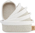NaturalCozy 5-Piece Rectangle Storage Basket Set- Natural Cotton Rope Woven by NaturalCozy