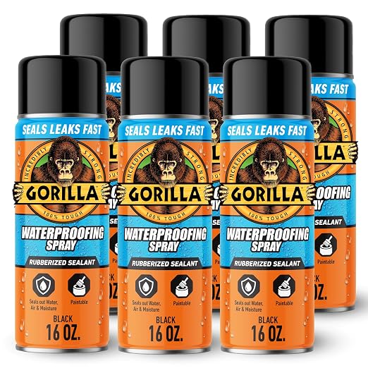 Gorilla Waterproofing Spray Black, Flexible Rubberized Sealant Coating by Gorilla