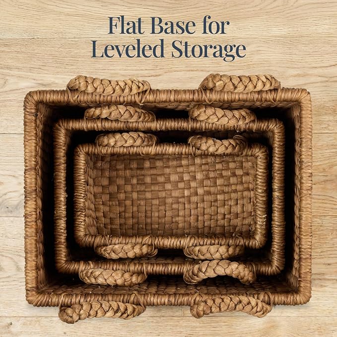 Best Choice Products 3Pc Shelf Baskets, Large and XL Chunky Woven Wicker Rattan - Image 9