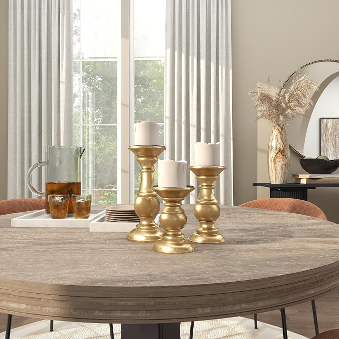 Deco 79 Mango Wood Decorative Candle Holder Turned Style Pillar Candle Stand - Image 9