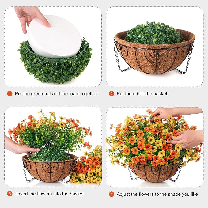 Artificial Fake Hanging Mums Plants Flowers Basket - Image 4