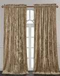 Chezmoi Collection Lux Tan Crushed Velvet Curtains 2 Panel Set by ChezmoiCollection