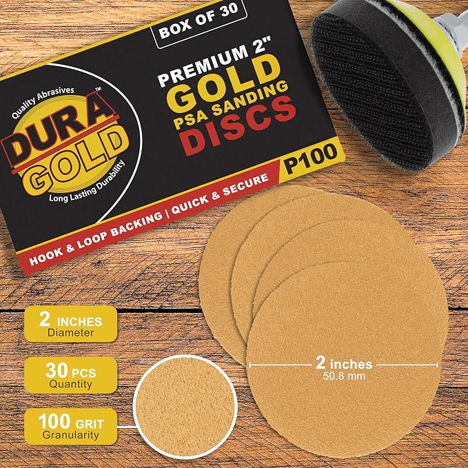 Dura-Gold Premium 2" Gold Hook & Loop Sanding Discs - Image 2