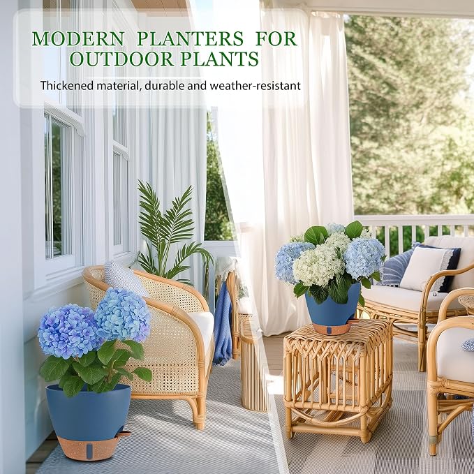 Self Watering Pots for Inoor Ourdoor Plants 10/9/8/7/6.5 Inch, 5 Pack | Plastic - Image 6