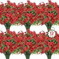 12 Pcs Artificial Flowers for Outdoors Decorations, UV resistant, faux plastic by OuddyDecor