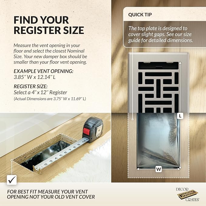 Decor Grates Metal Oriental Decorative Air Vent Cover 4x12 Floor Register – - Image 3