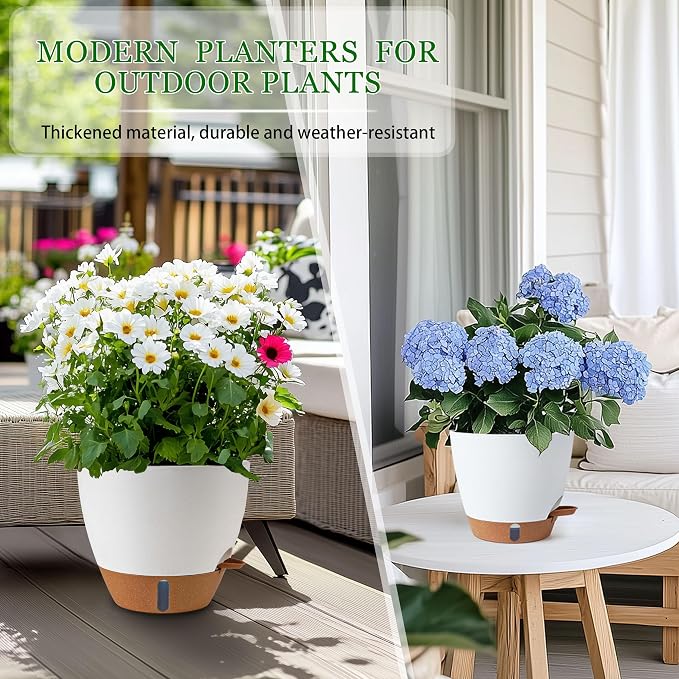 Self Watering Pots for Inoor Ourdoor Plants 10/9/8/7/6.5" Plastic Planters | - Image 8