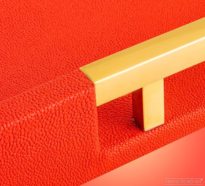 Modern Elegant 17.5"x12" Rectangle Red Shagreen Faux Leather Decorative Tray - Image 6