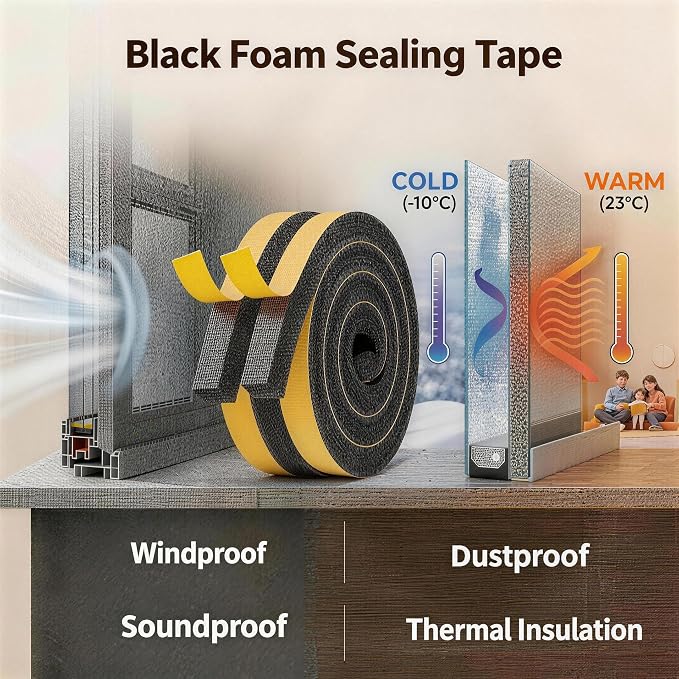Air Conditioner Foam Tape-2 Rolls, 1 Inch Wide X 1 Inch Thick 13 Ft | Open Cell - Image 5