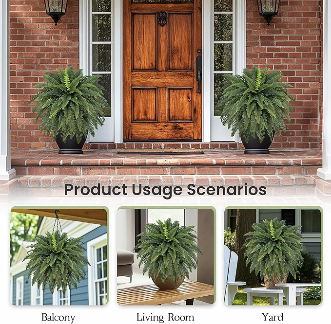 FOREST PRINCE 42" Artificial Boston Ferns, Bush Plants 2 Pack - Image 5