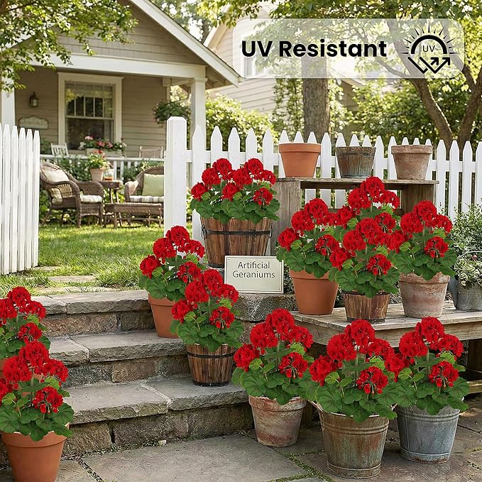 FOREST PRINCE 18"Artificial Geraniums - Image 9