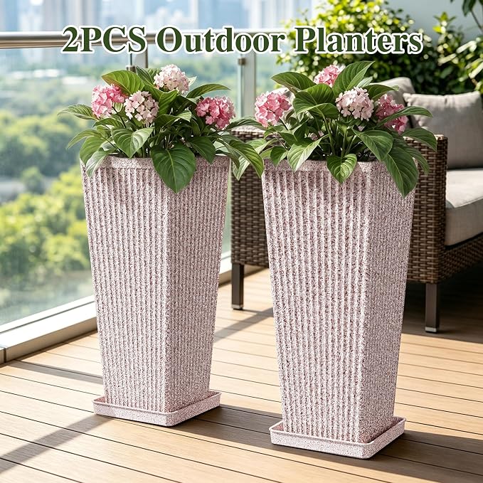 24" Tapered Tall Planters for Outdoor Plants - Image 6