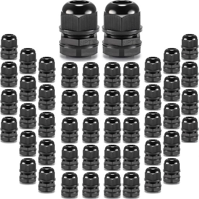 QILIPSU 50pcs 3/8" NPT Cable Gland Waterproof IP68 Nylon Cable Pass Through by QILIPSU