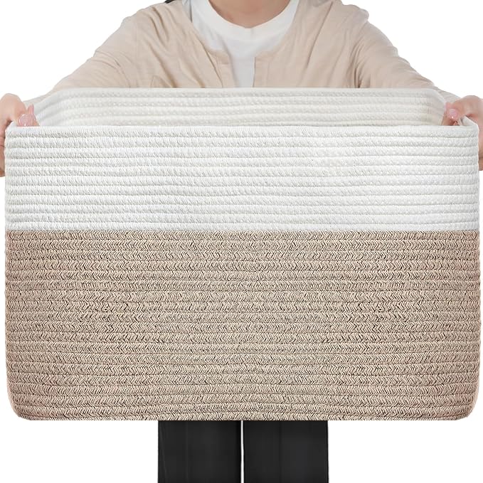 Optish 95L Large Woven Blanket Basket, Storage Basket by Optish