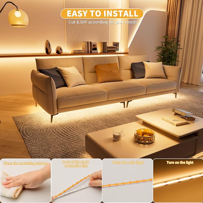 PAUTIX 5V USB COB LED Strip Lights UL-Listed Dotless LED Lights - Image 8