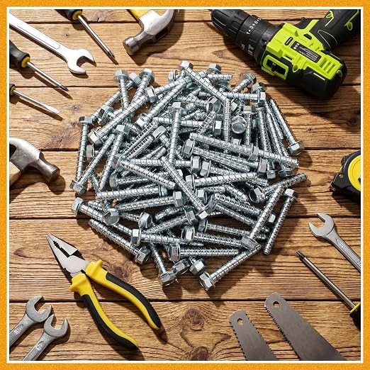 Hicarer 100 Pack 3/8" x 3" Concrete Screws Galvanized - Image 7