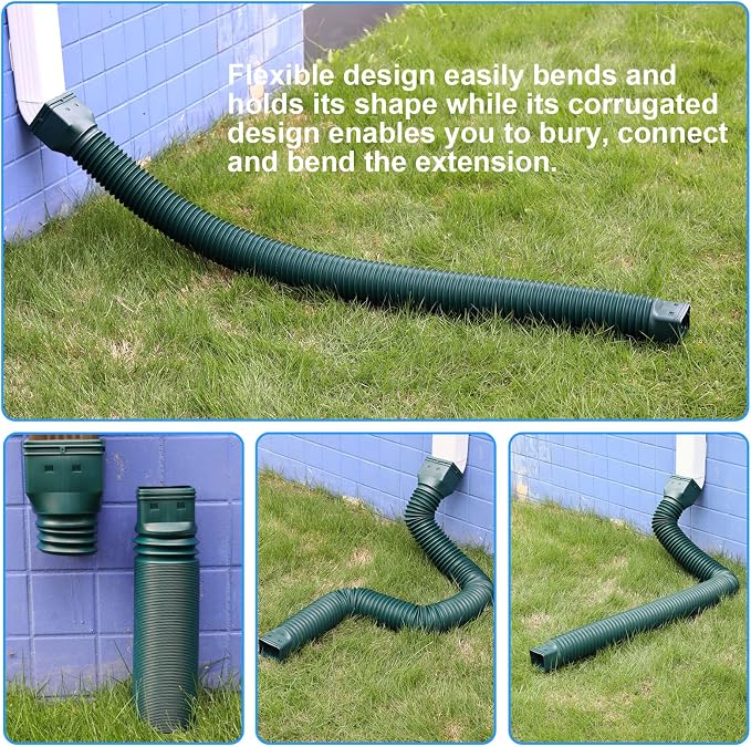plusgutter 11.5ft Long Gutter Downspout Extensions Flexible, Down Spout Drain - Image 4