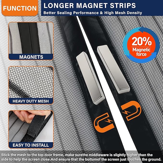 Magnetic Screen Door，Screen Door Mesh，Keep Bugs Out, Heavy-Duty Mesh Curtain - Image 3