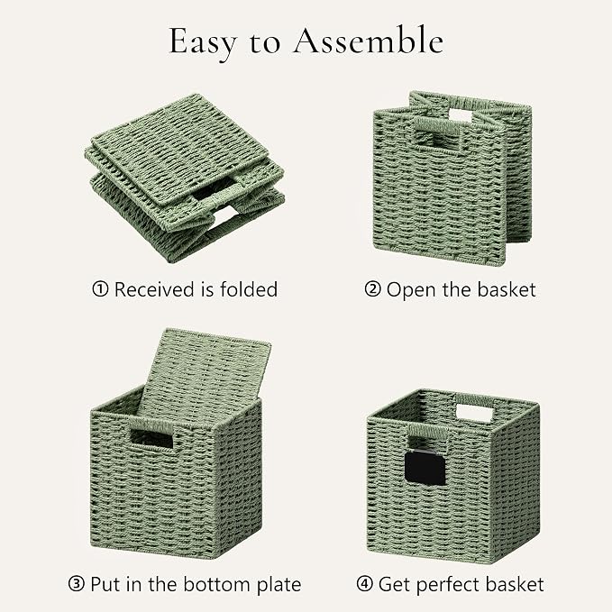 UBBCARE 4 Pack Wicker Basket, 12×12 Storage Cubes - Image 7
