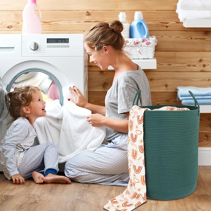 XUANGUO Cotton Rope Laundry Basket Hamper - Image 4