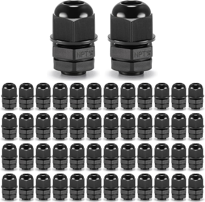 QILIPSU 50pcs 1/4" NPT Cable Gland Waterproof IP68 Nylon Cable Pass Through by QILIPSU