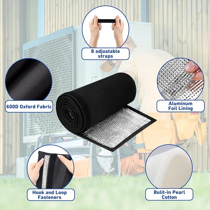 5 Layers HVAC Copper AC Line Pipe Insulation Cover Outdoor 72in x 10.2in - Image 7