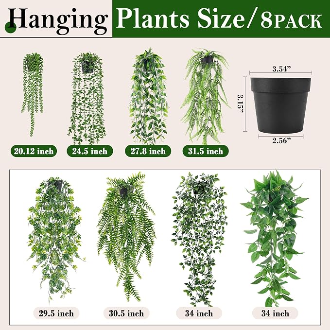 Der Rose 8Pcs Artificial Hanging Plants - Image 3
