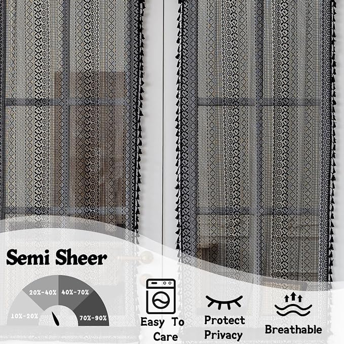 Sutuo Home Black French Door Curtains - Image 3